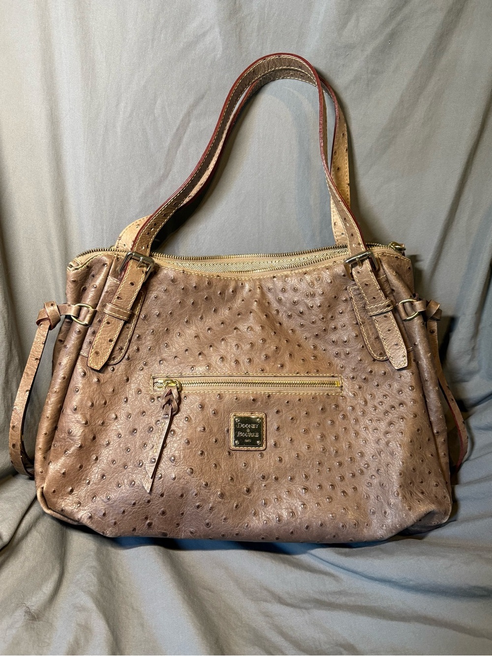 Dooney & Bourke Brown Ostrich-Texture Shoulder Bag